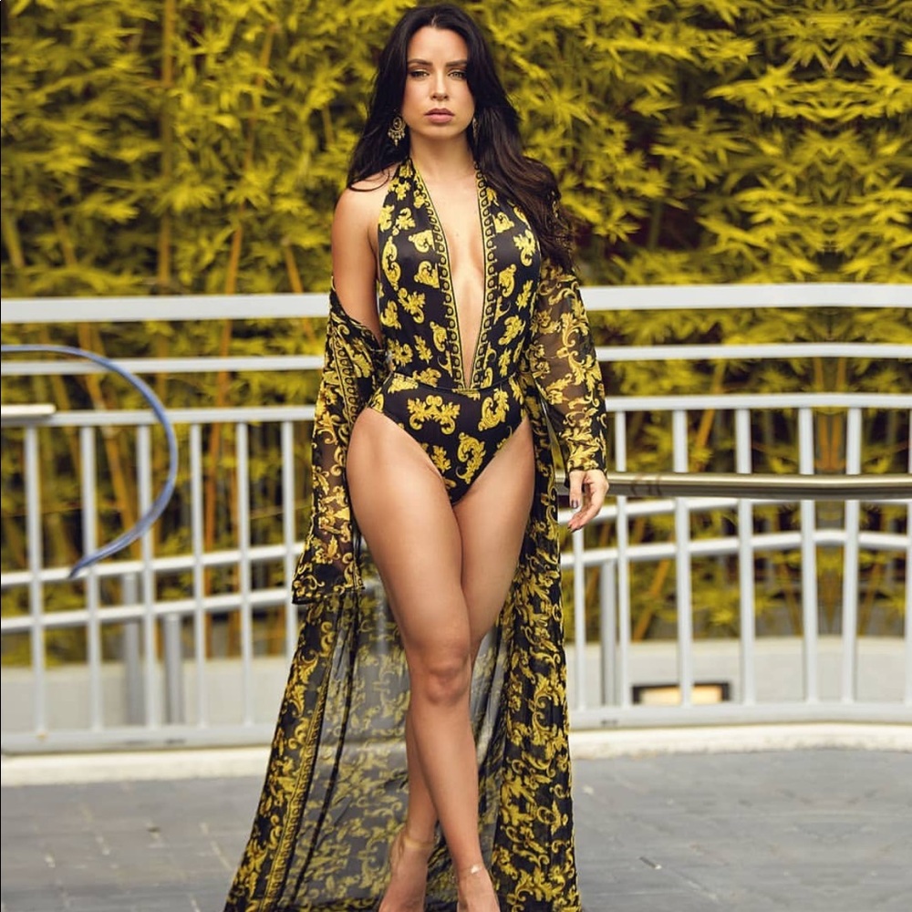 Black And Gold Print Two Piece Set - Picture 2 of 7